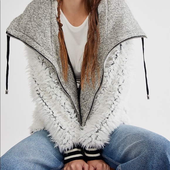 Free People Furry Dolman Jacket Grey - Picture 10 of 12